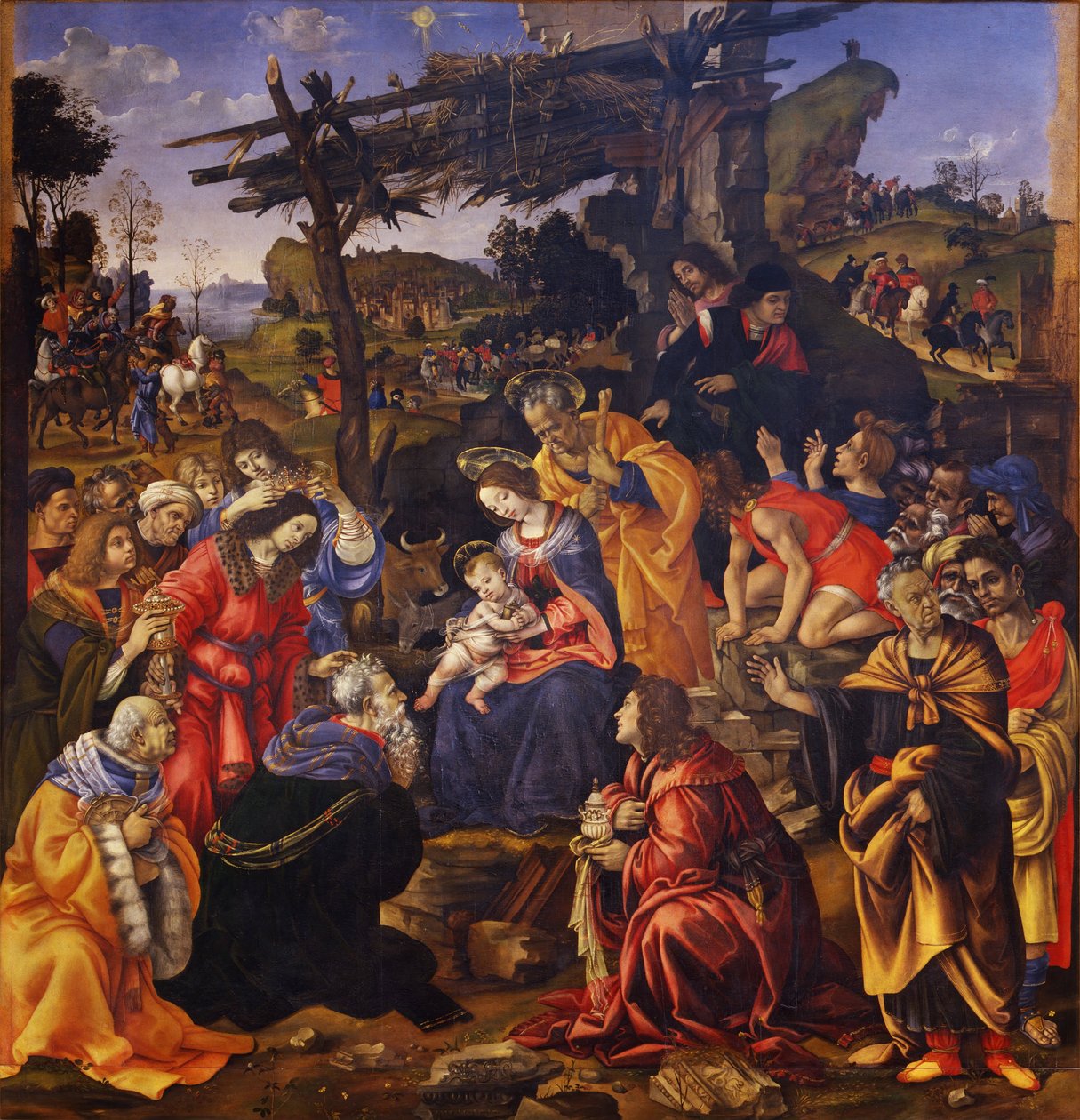 Italiensk: De hellige tre kongers tilbedelse De hellige tre kongers tilbedelse af Filippino Lippi