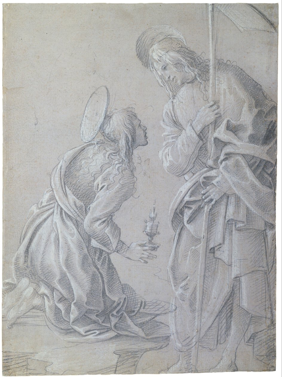 Knælende Sankt Maria Magdalene og stående Kristus af Filippino Lippi