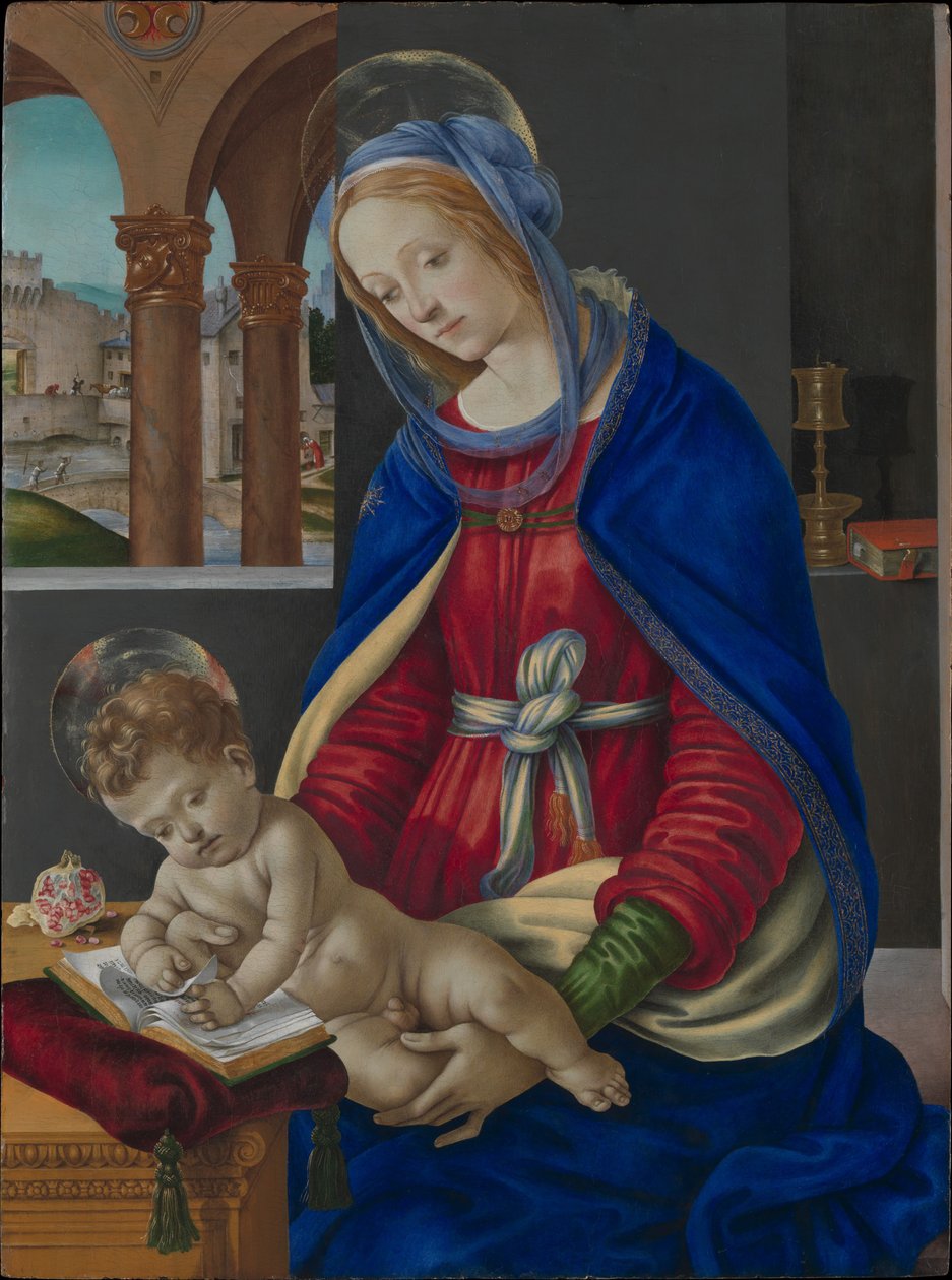 Madonna og barn, ca. 1483-4 (tempera, olie og guld på træ) af Filippino Lippi