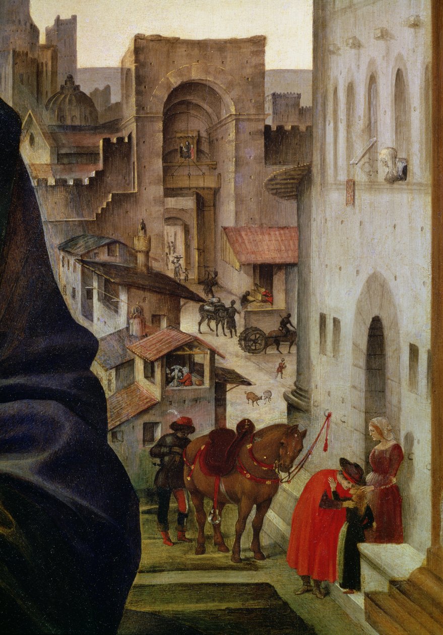 Nerli altertavle, detalje af San Frediano-porten i Firenze, 1494 paneldetalje af 58333 af Filippino Lippi
