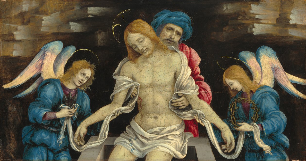 Pietà (Den døde Kristus sørget af Nikodemus og to engle) af Filippino Lippi