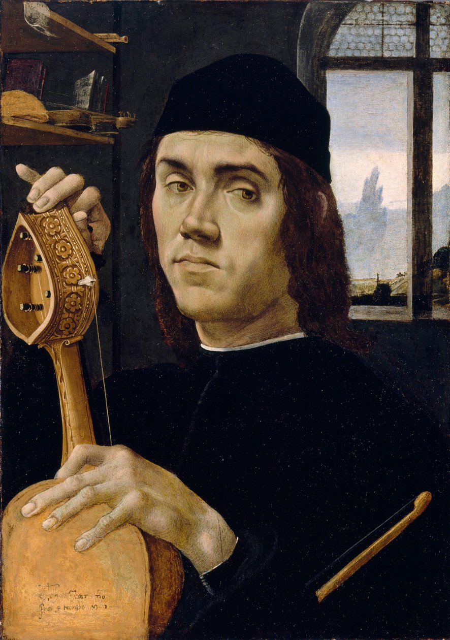Portræt af en musiker af Filippino Lippi