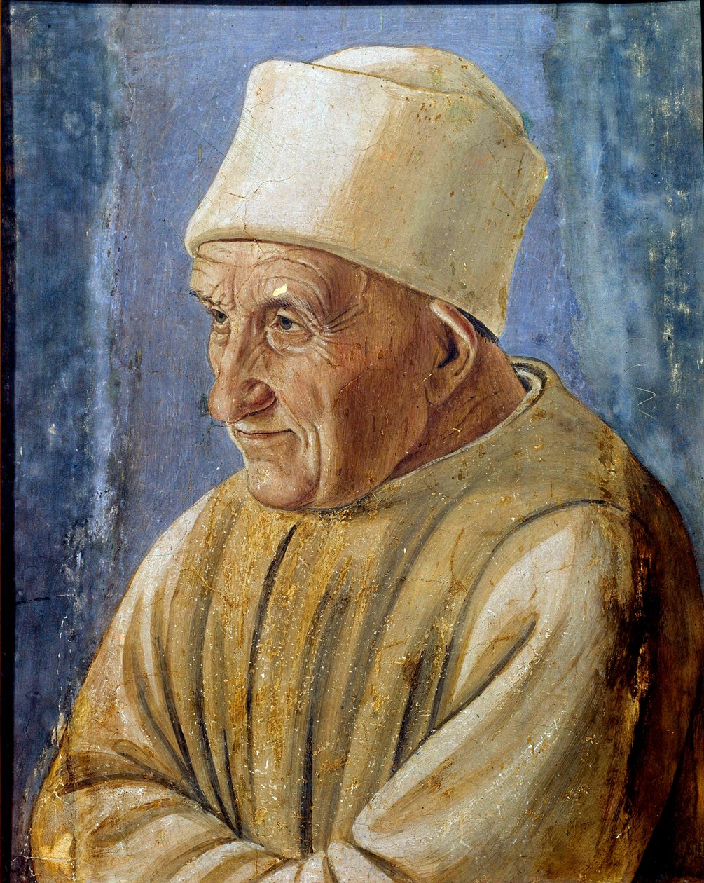 Portræt af det gamle maleri af filippinske Lippi (1457-1504) 1485 søn. 0,47x0,38 m Firenze, Galleria degli Uffizi (Kontorer) - Portræt af en gammel mand. Maleri af filippinske Lippi (1457-1504) 1485. 0,47 x 0,38 m. Galleria degli Uffizi (Uffizi), Firenze,  af Filippino Lippi