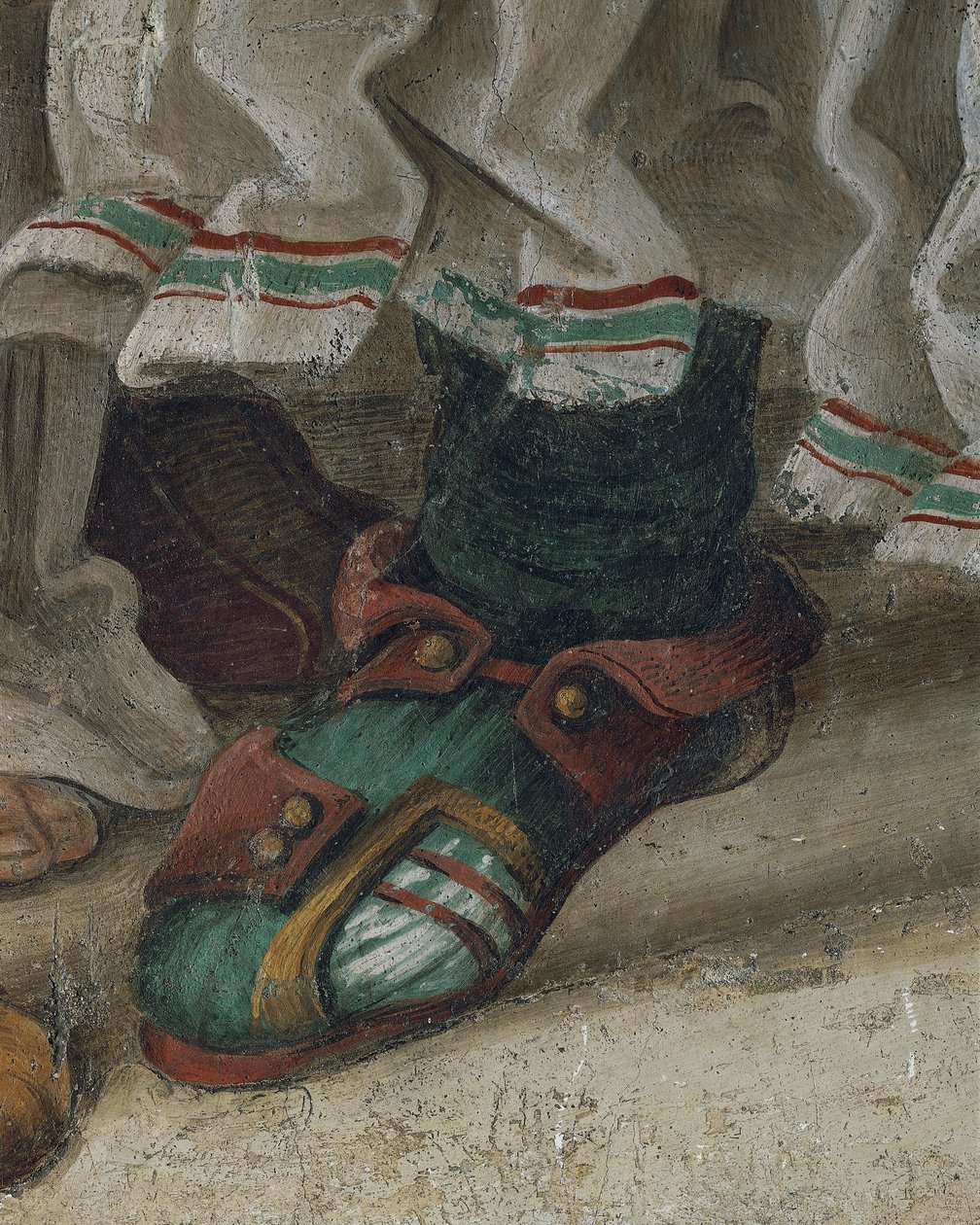 Saint Philip Driving Dragon fra Temple of Hieropolis, detalje af fodtøj, fresco af Filippino Lippi