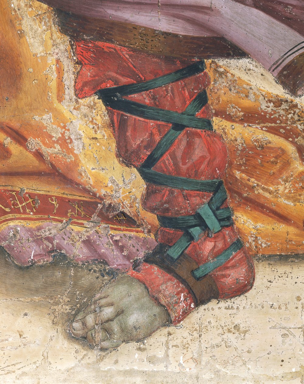 Saint Philip Driving Dragon fra Temple of Hieropolis, detalje af fodtøj, fresco af Filippino Lippi
