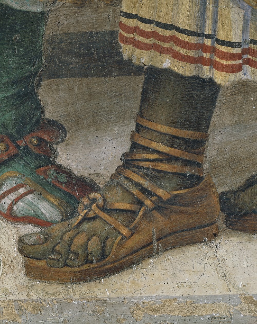 St Philip Driving Dragon fra Temple of Hieropolis, detalje af fodtøj, fresco af Filippino Lippi