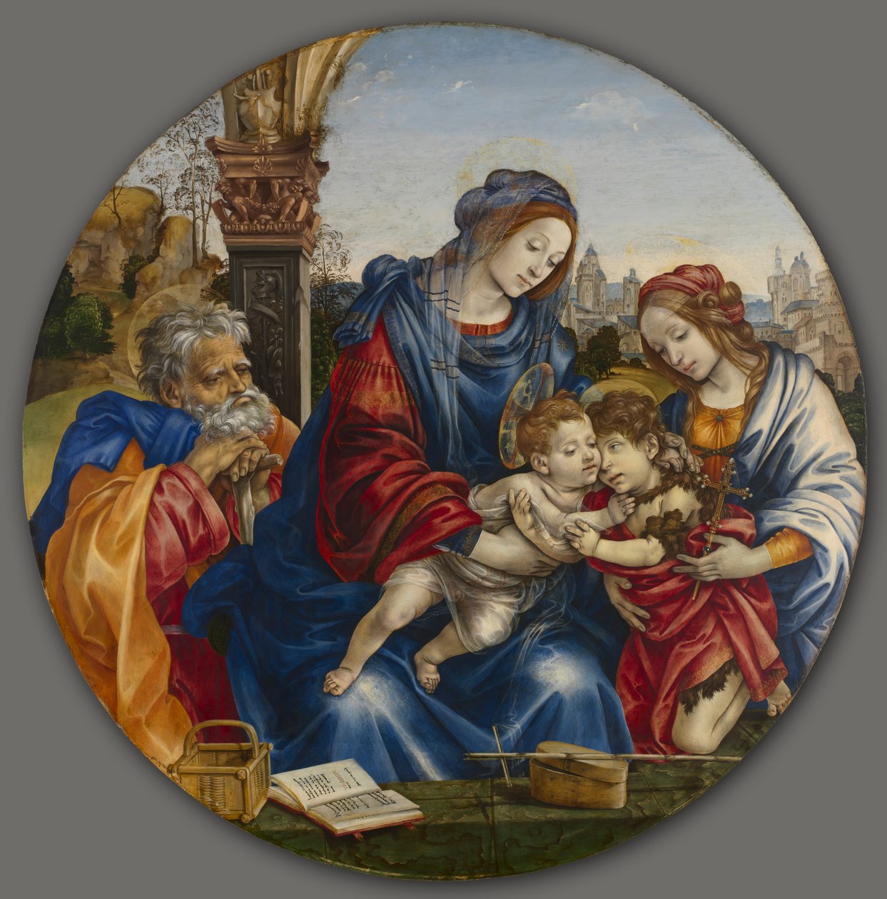 Den hellige familie med Johannes Døberen og Saint Margaret, ca. 1495. af Filippino Lippi
