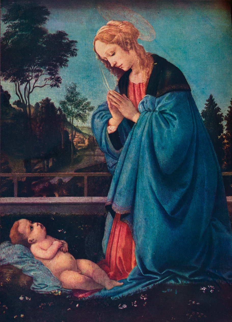 The Madonna Adoring the Christ Child, 15. århundrede, 1910 af Filippino Lippi