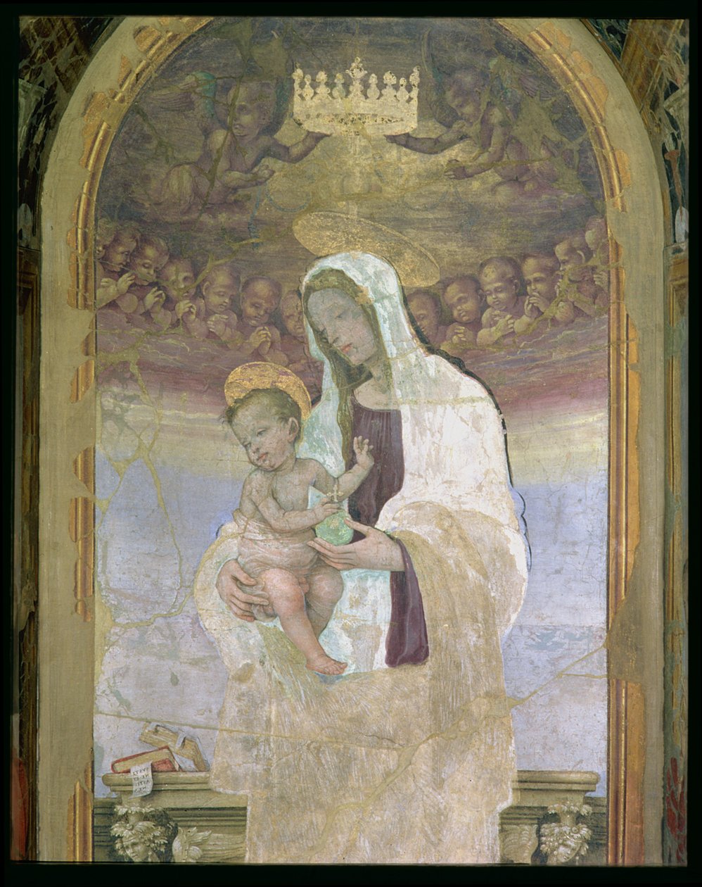 Madonnaen og barnet, en detalje fra tabernaklet i Canto al Mercatale, 1498 af Filippino Lippi