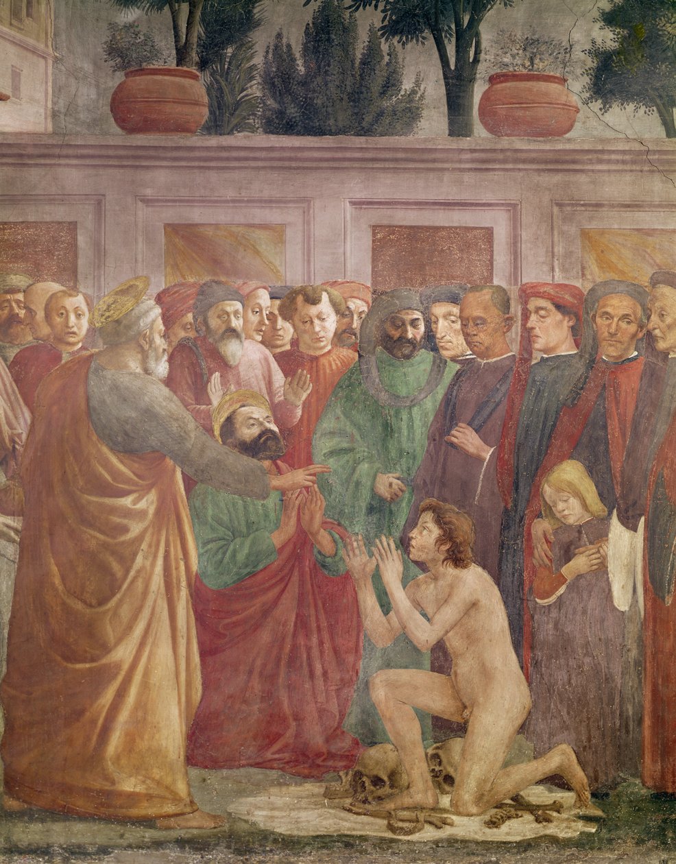 Opstandelsen af Theophilus, søn af kongen af Antiokia, detalje af Sankt Peter og Theophilus, ca. 1425-27, afsluttet 1484-85 (detalje af 63302) af Filippino Lippi