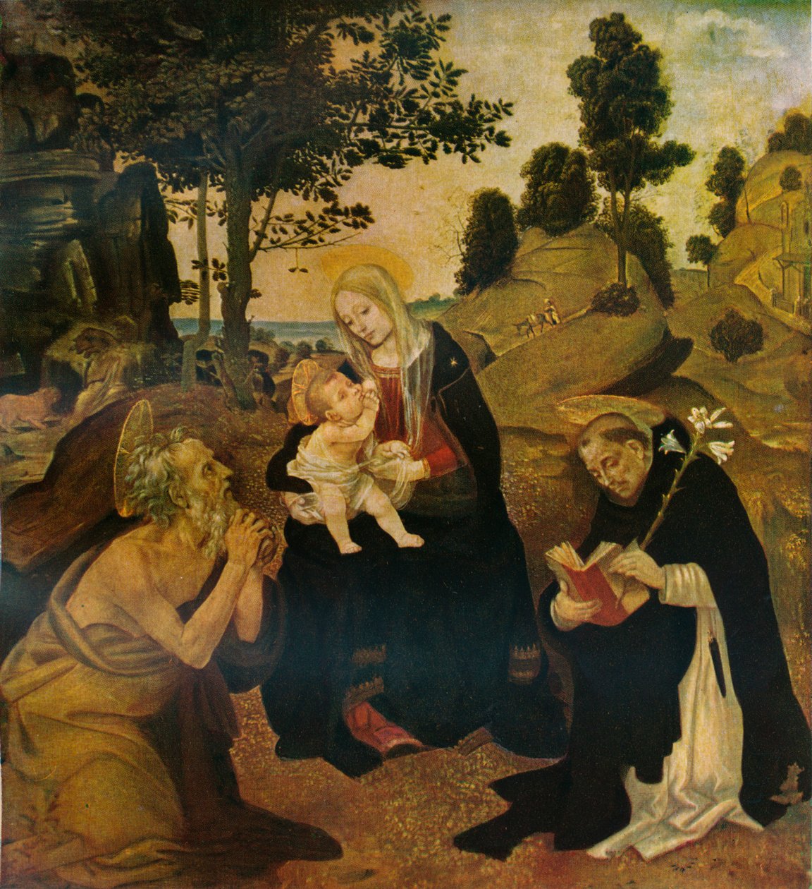 Jomfruen og barnet med de hellige Hieronymus og Dominikus, c1485, 1911 af Filippino Lippi