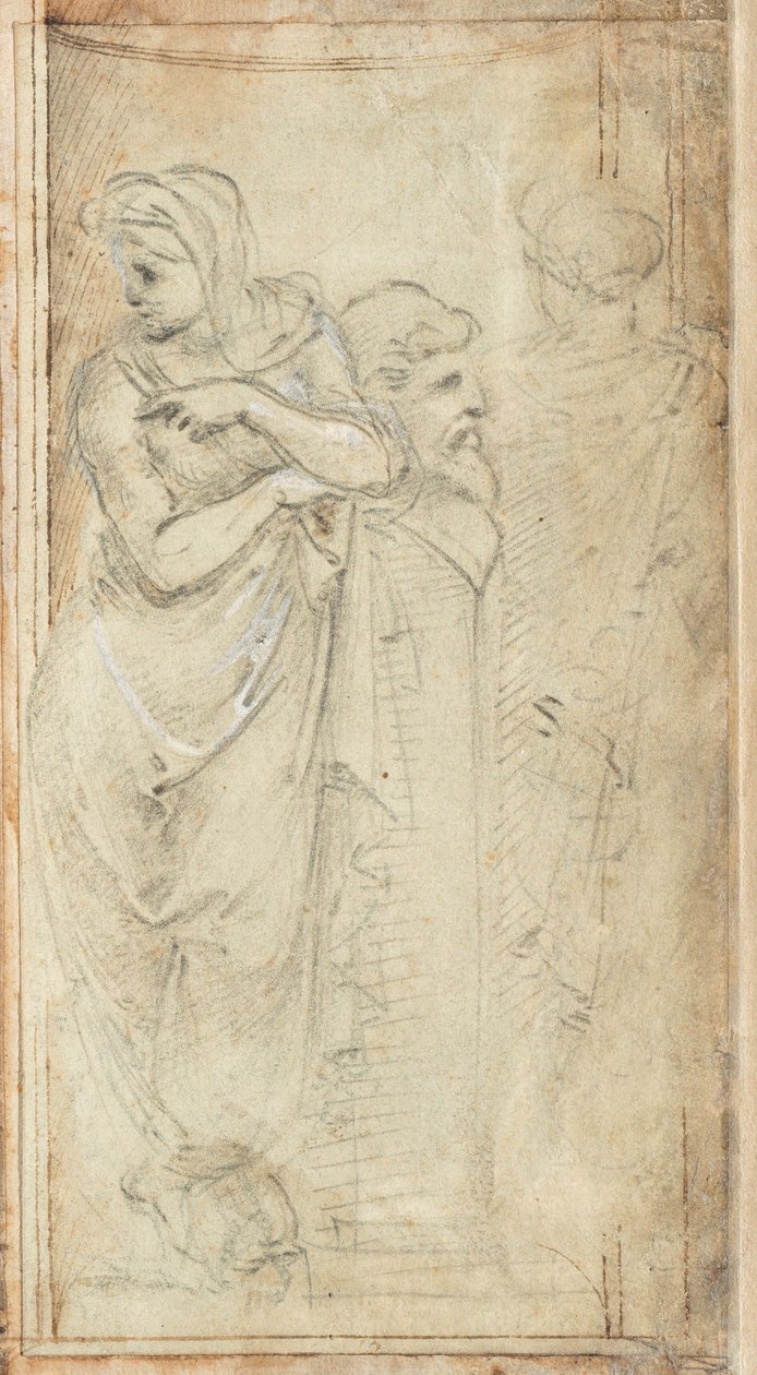 To draperede kvinder, der står på hver side af en herm af Filippino Lippi