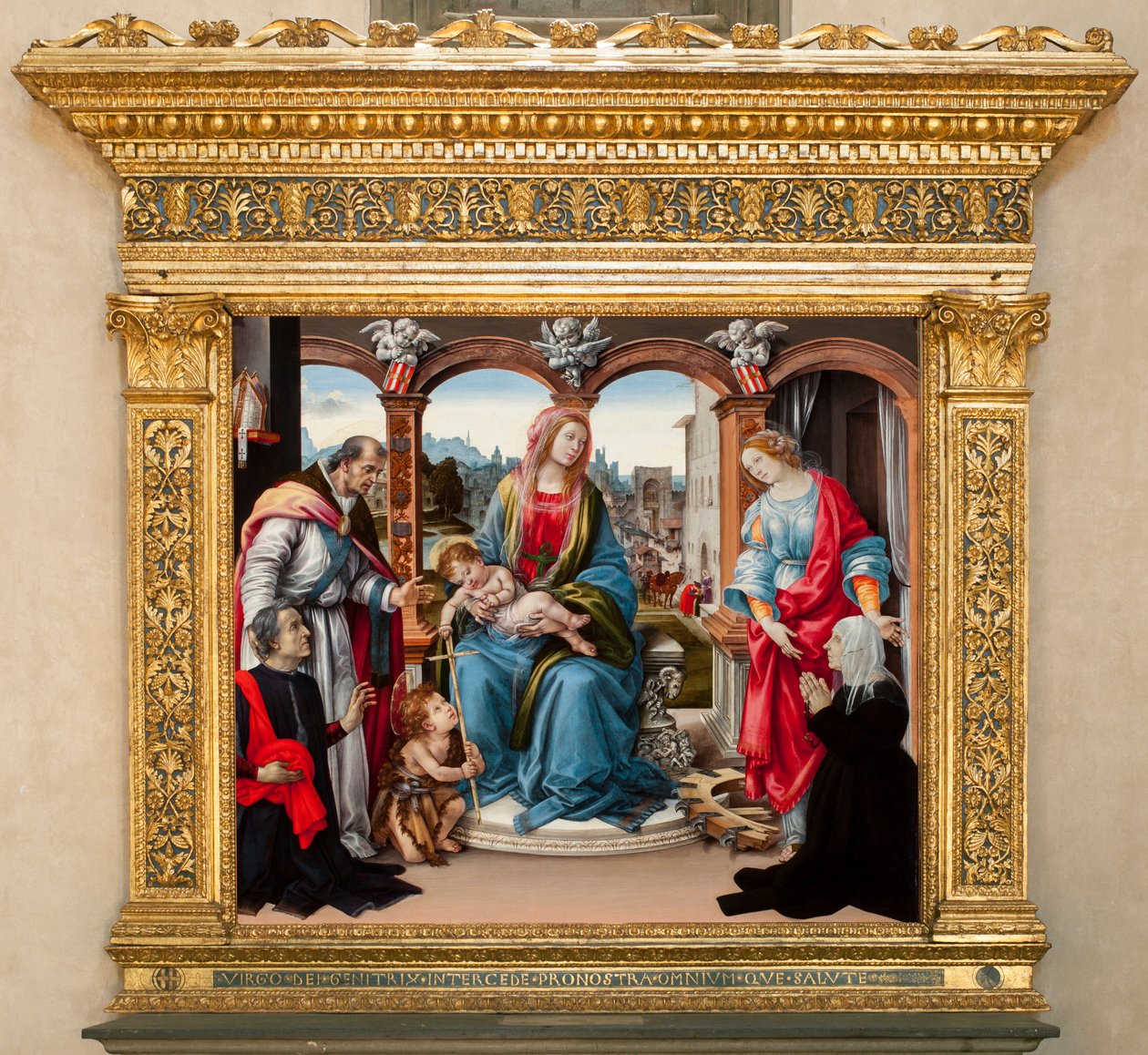 Jomfru med barn og den hellige Johannes Døberen, den hellige Martin og den hellige Katarina af Alexandria. Nerli altertavle (tempera på panel af Filippino Lippi