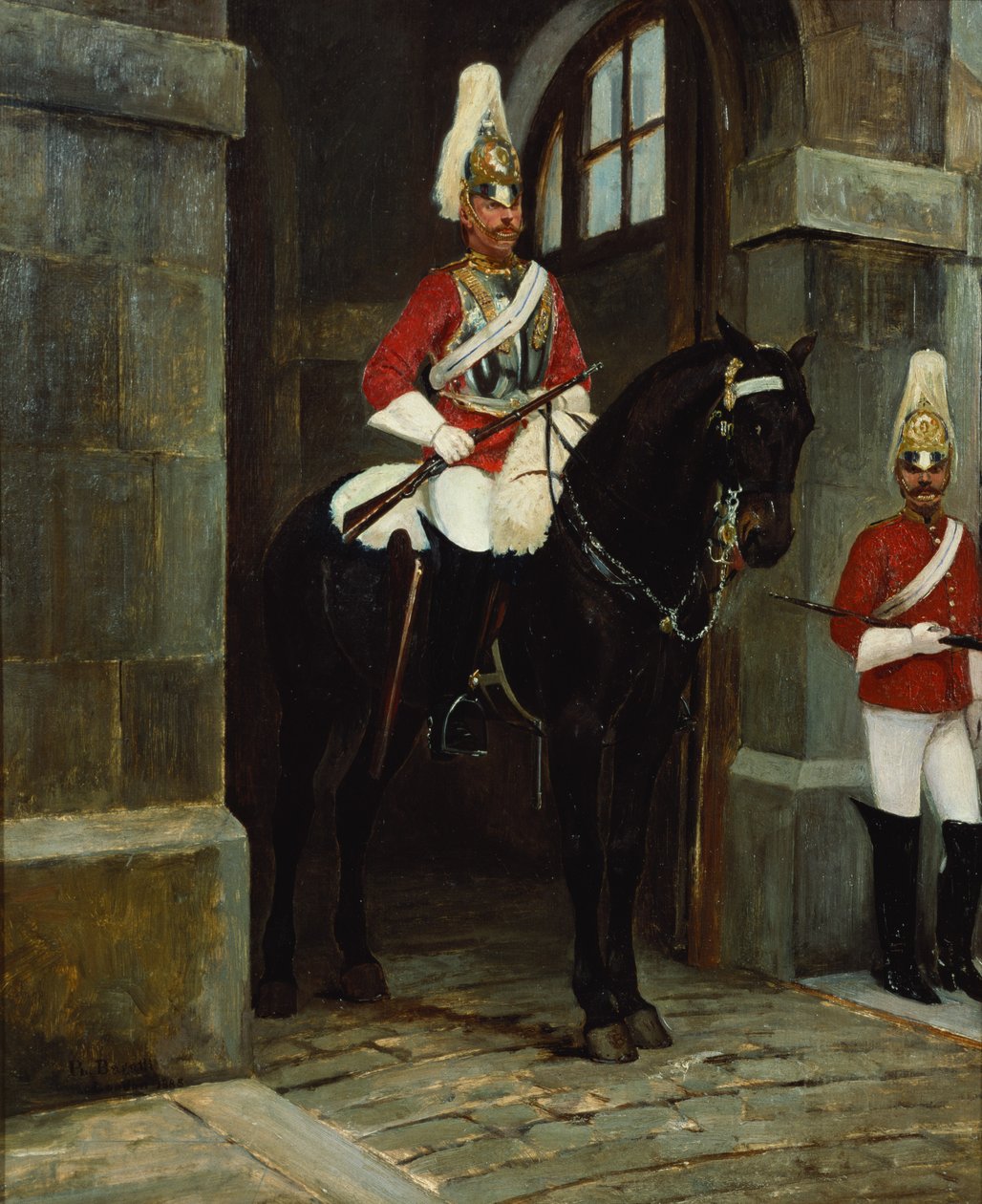 Livgarde på vagt uden for Whitehall, ca. 1884-85 af Filippo Baratti