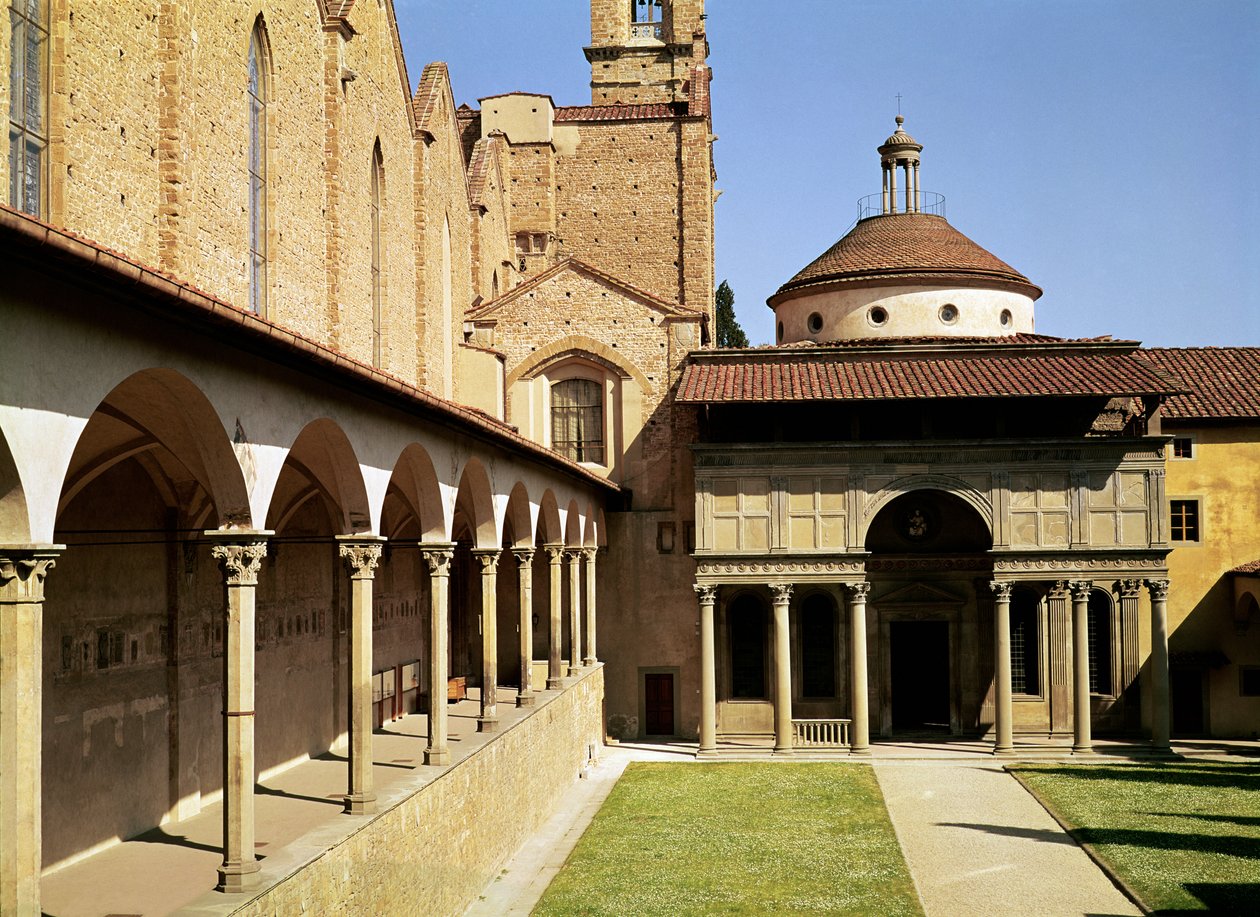Udsigt over klostrene og Pazzi-kapellet, 1429-46 af Filippo Brunelleschi