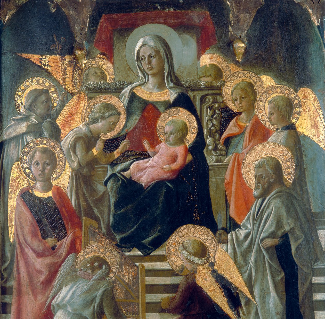 Madonna og barn med hellige. Detalje af Fra Filippo Lippi