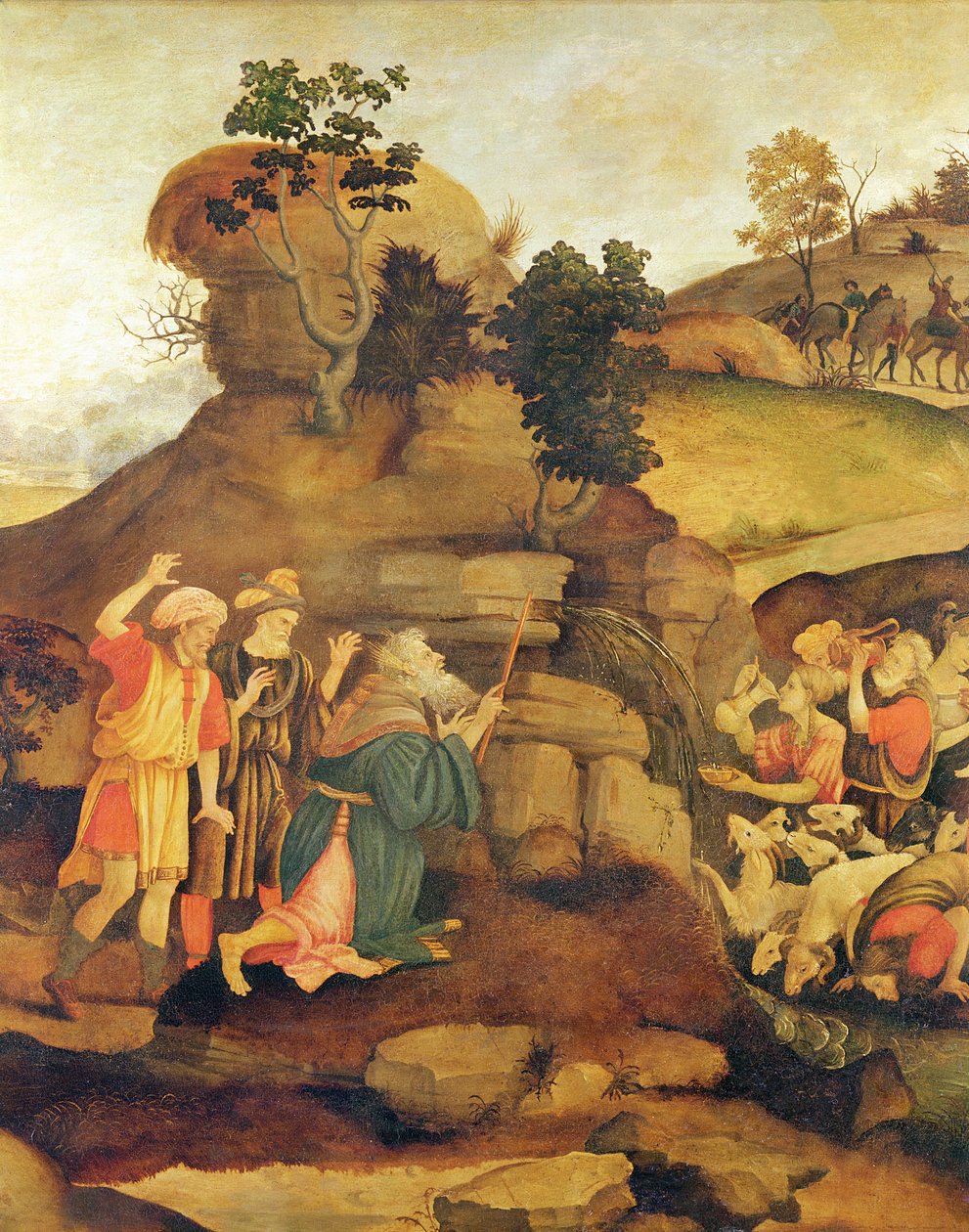 Moses bringer vand frem af klippen, ca. 1500 (detaljer) af Fra Filippo Lippi