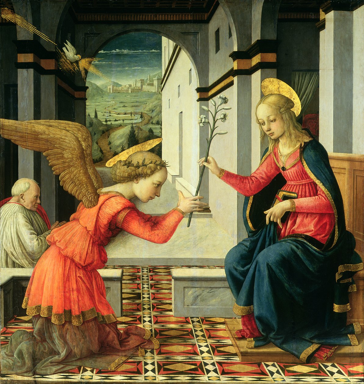 Bebudelsens tempera på paneldetalje af 225657 af Fra Filippo Lippi