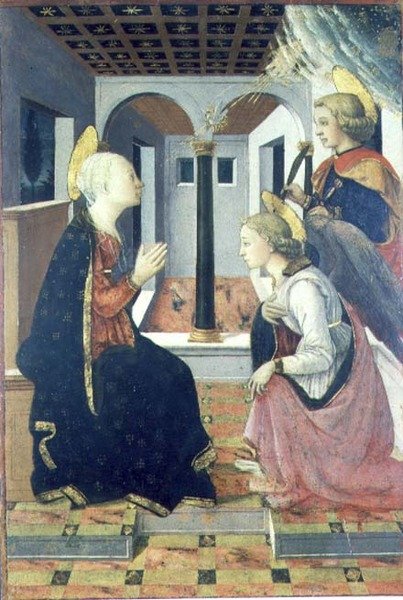 Bebudelsen med St. Julian (panel) af Filippo (workshop of) Lippi