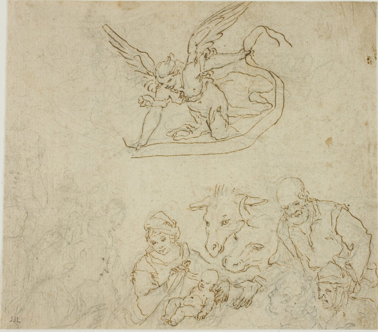 Nativity (rekto); Jomfru og barn, engel (verso) af Filippo Bellini