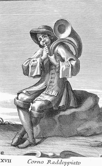 Corno Raddoppiato, plade XVII fra Gabinetto Armonica, 1722 af Filippo Bonanni