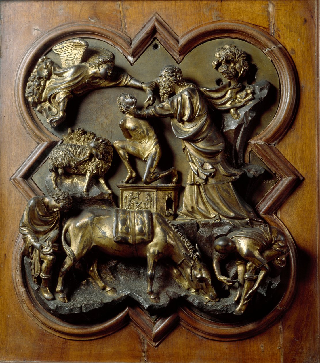 Isaks offer. Basrelief realiseret af Filippo Brunelleschi (1377-1446) af Filippo Brunelleschi