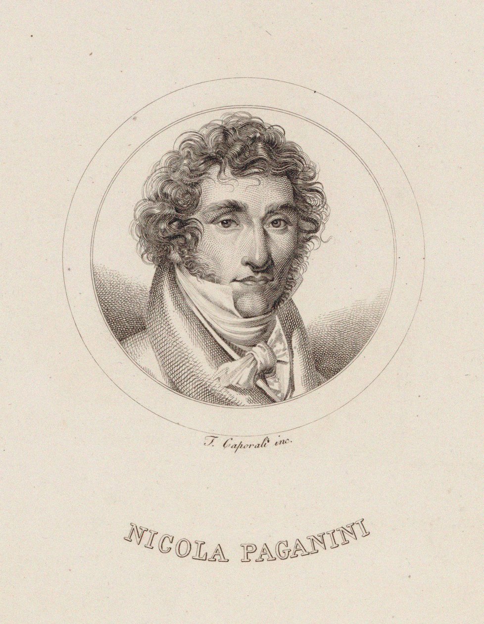 Portræt af Niccolò Paganini 1782-1840, 1840. af Filippo Caporali