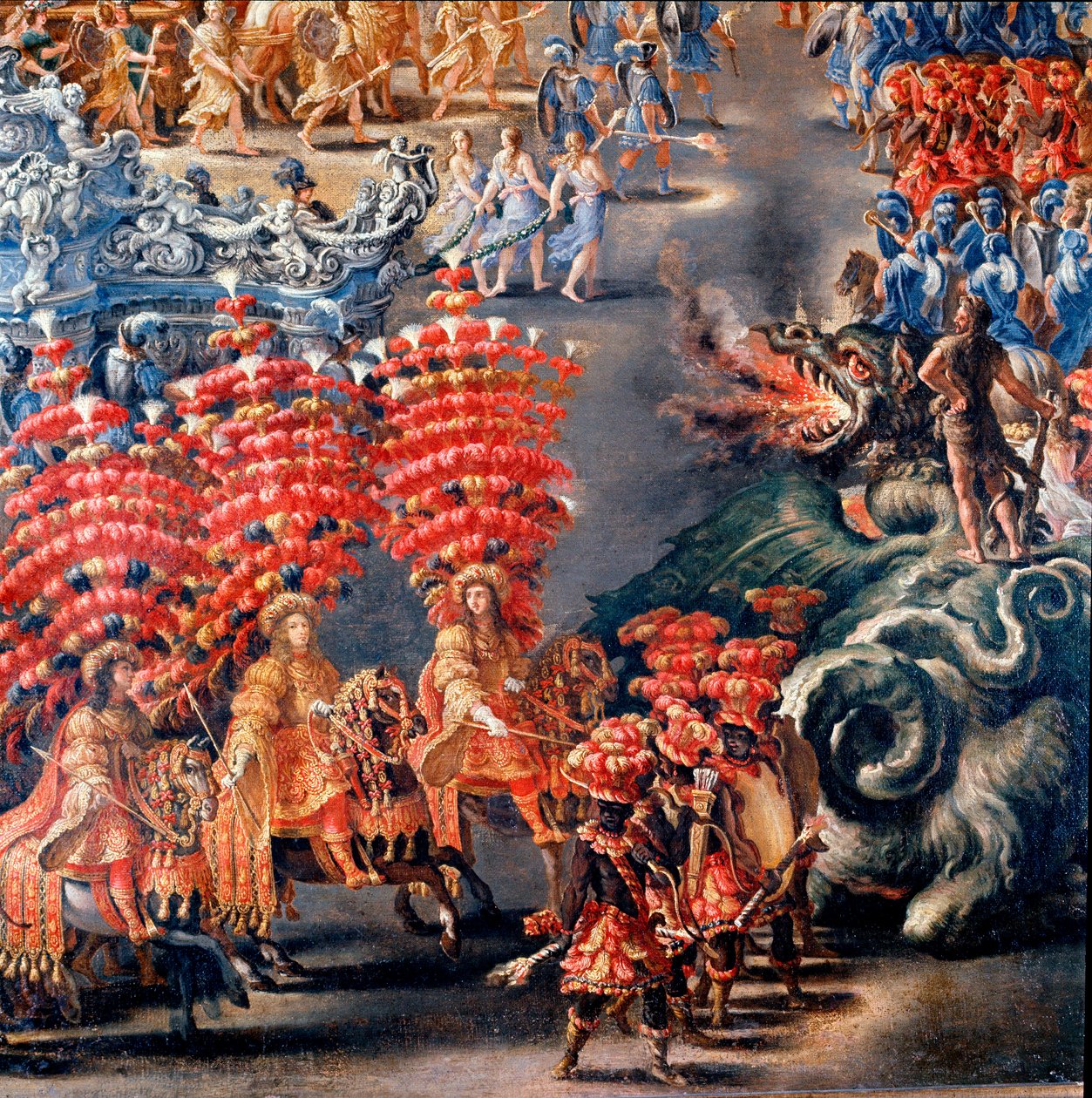 Fest i Palazzo Barberini til ære for Christine de Suede (Christine af Sverige), den 28/02/1656 Detalje. Maleri af Filippo Lauri (1623-1694) og Filippo Gagliardi (død 1659). Rom fra det 17. århundrede, Roms museum af Filippo Lauri