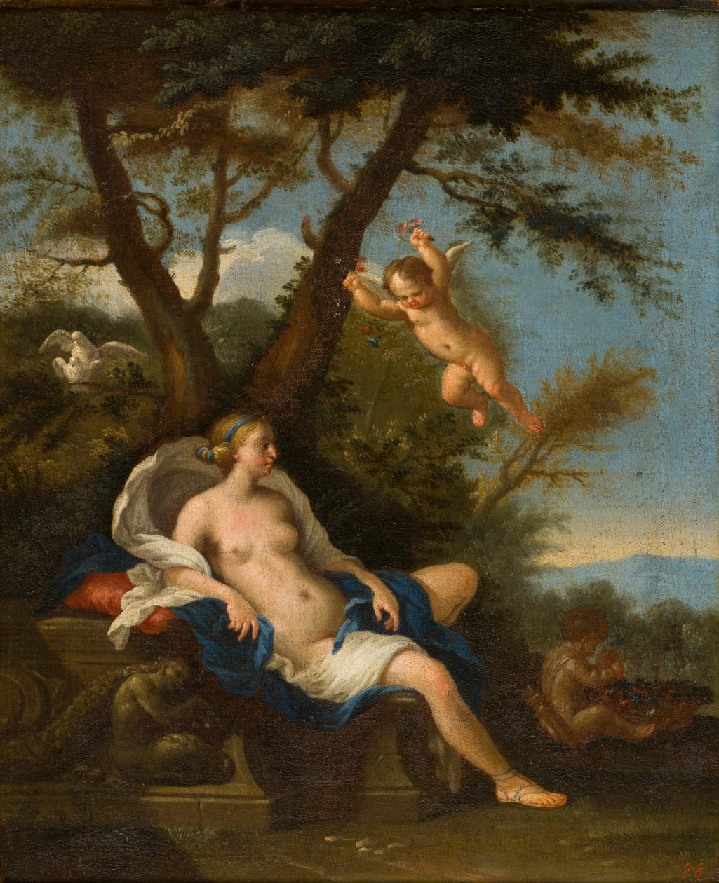 Venus og Amor, ca. 1643-94 (olie på lærred) af Filippo Lauri