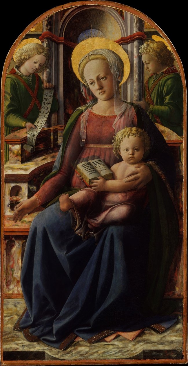 Madonna og barn troner med to engle, ca. 1440. af Fra Filippo Lippi