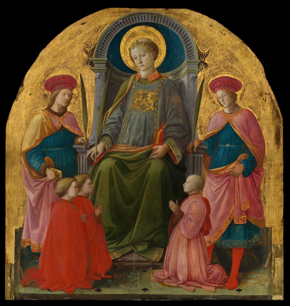 Saint Lawrence troner med hellige og donorer, 1440