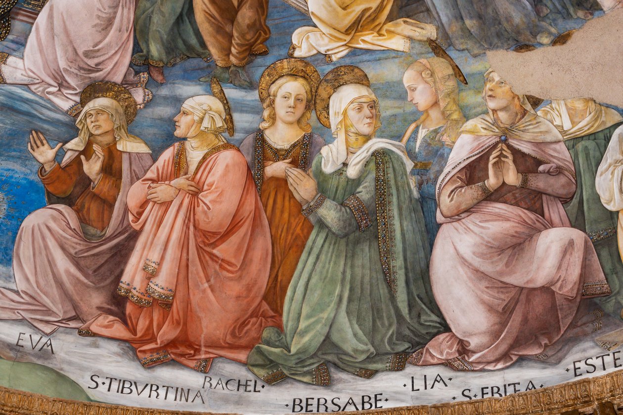 Hellige, detaljer om kroning af Mary af Filippo Lippi