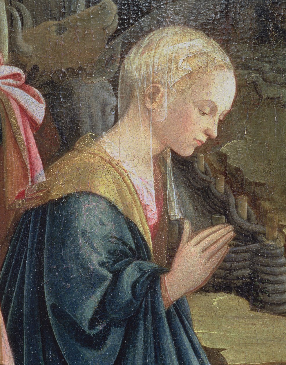 Fødselen, detalje, der forestiller Madonnaen, 1470 af Fra Filippo Lippi