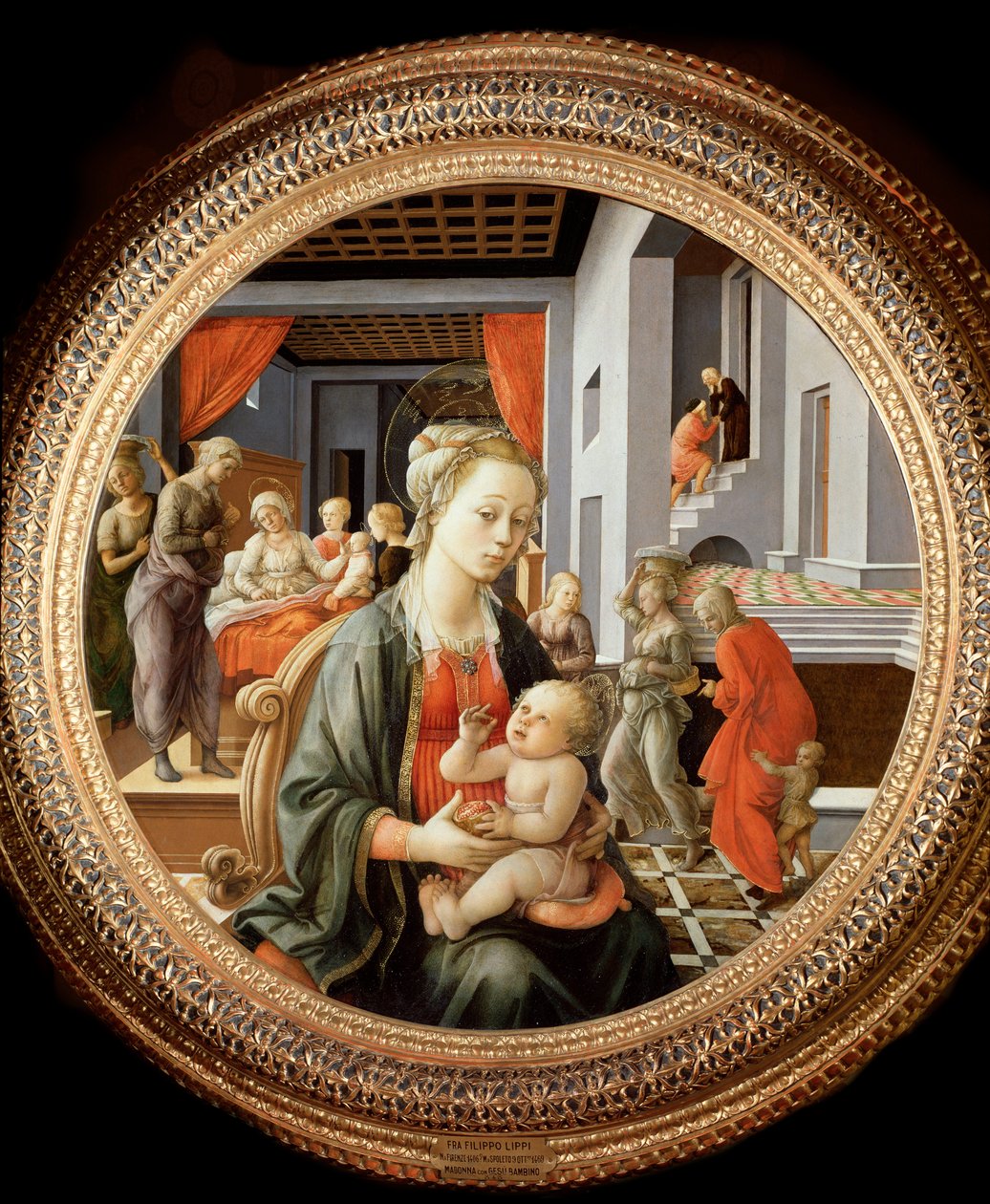 Jomfru med barn og scener fra Sankt Annes liv - olie på panel, ca. 1450 af Filippo Lippi