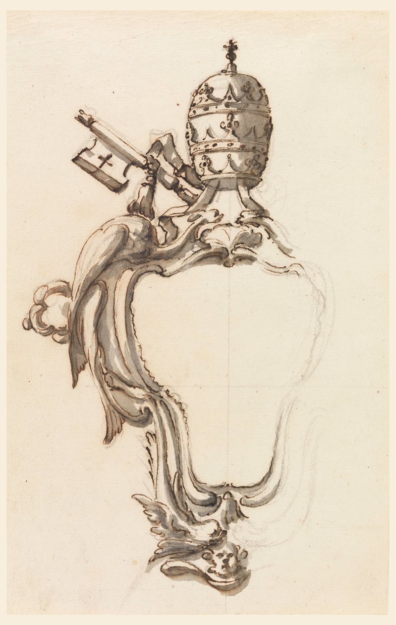 Tegning, et paveligt våbenskjold, 1740-70 af Filippo Marchionni