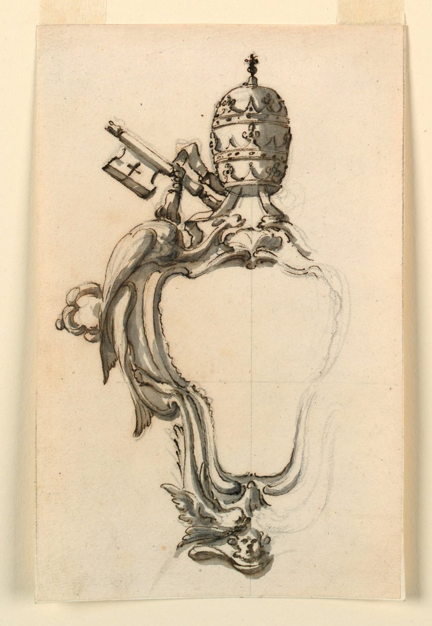 Tegning, et paveligt våbenskjold, 1740-70 af Filippo Marchionni