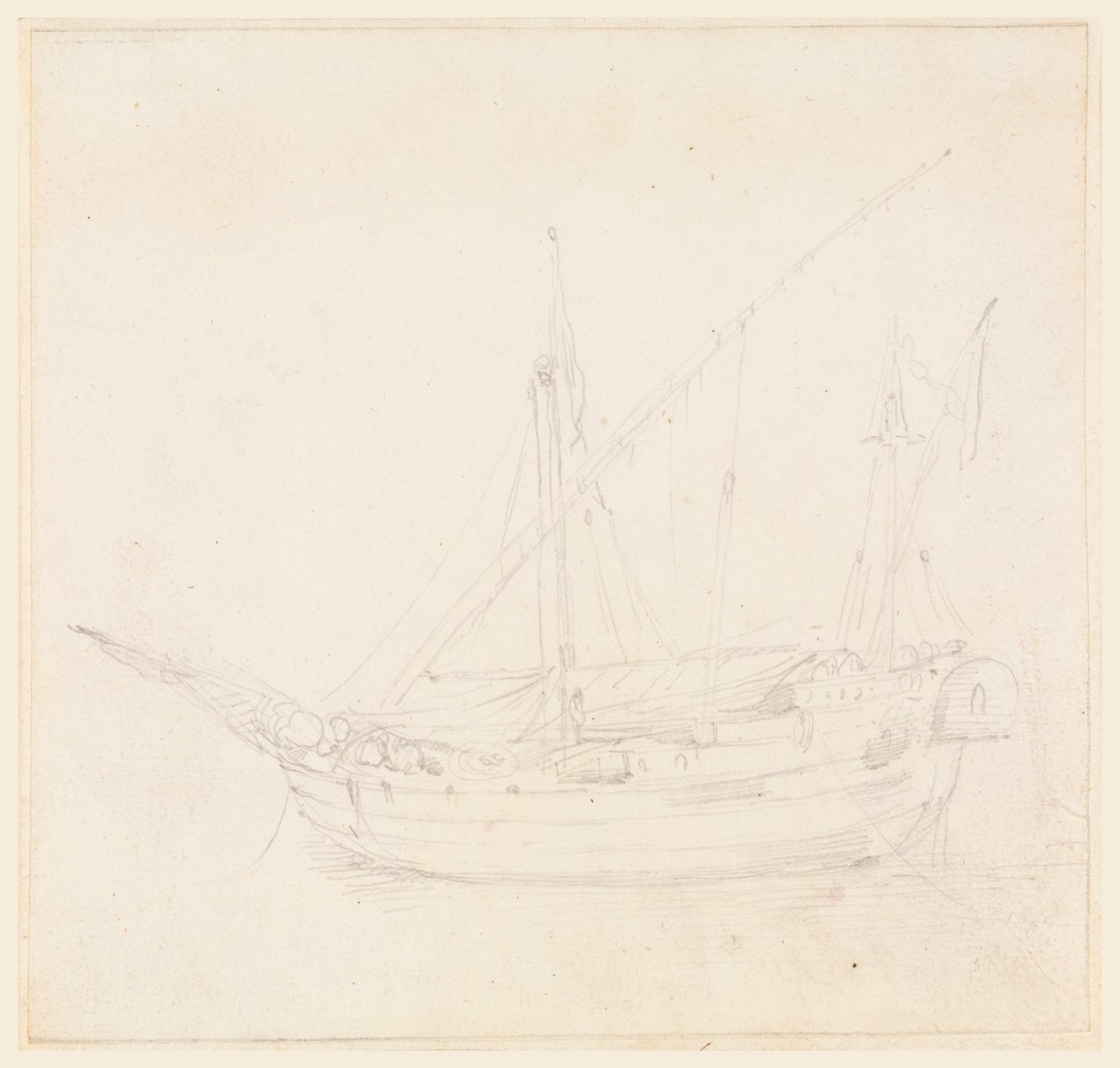 Tegning, Et sejlende skib, ca. 1780 af Filippo Marchionni