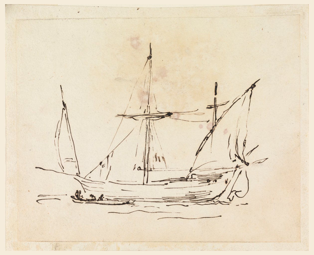 Tegning, Et sejlskib, 1770-1800 af Filippo Marchionni