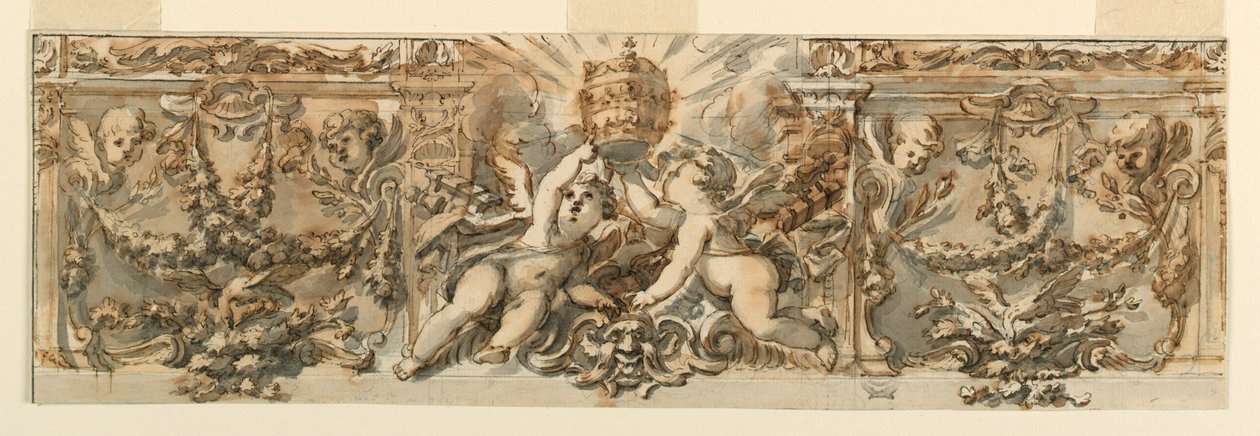 Tegning, udsmykning af en frise, ca. 1770 af Filippo Marchionni