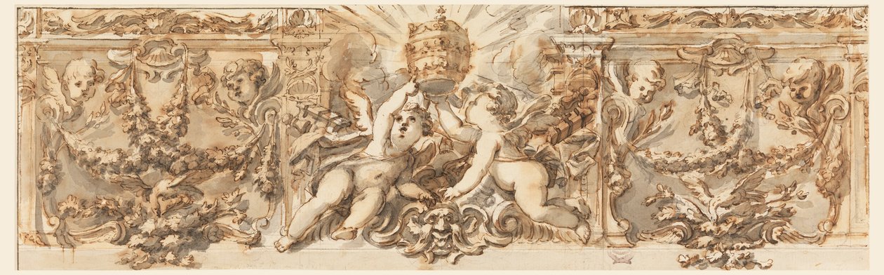 Tegning, udsmykning af en frise, ca. 1770 af Filippo Marchionni