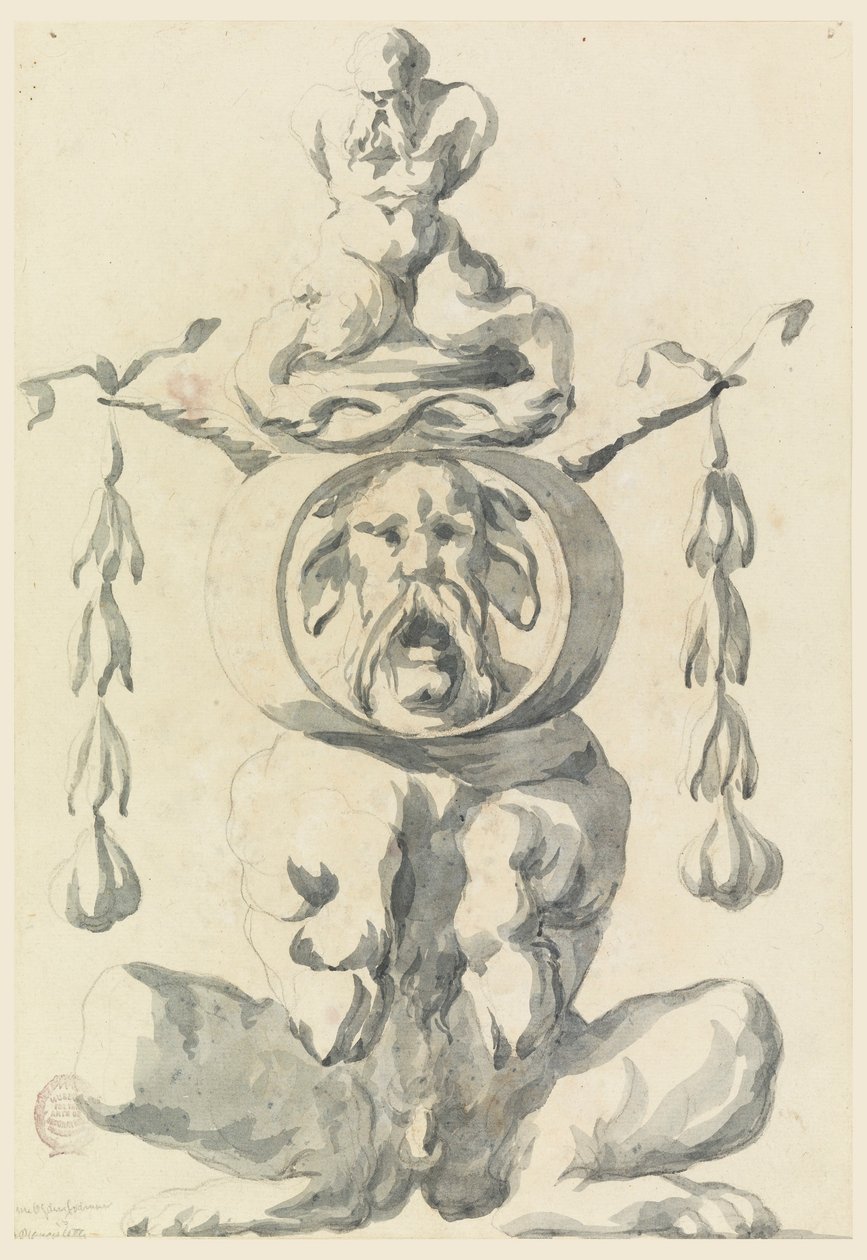 Tegning, grotesk figur, 1550-1625 af Filippo Marchionni
