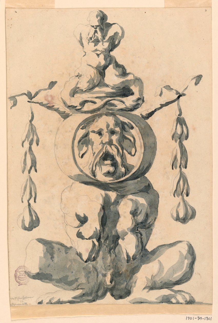 Tegning, grotesk figur, 1550-1625 af Filippo Marchionni