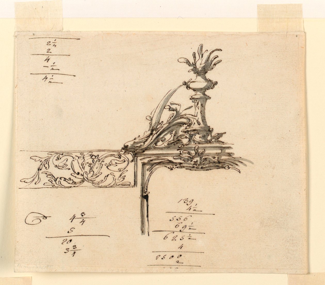Tegning, projekt til en ramme, 1750-75 af Filippo Marchionni