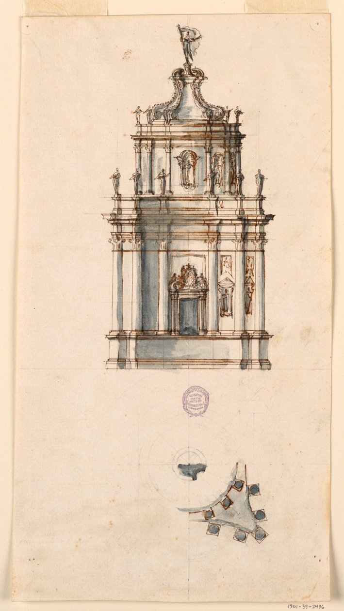 Tegning, Projekt til et tabernakel, 1750-1775 af Filippo Marchionni