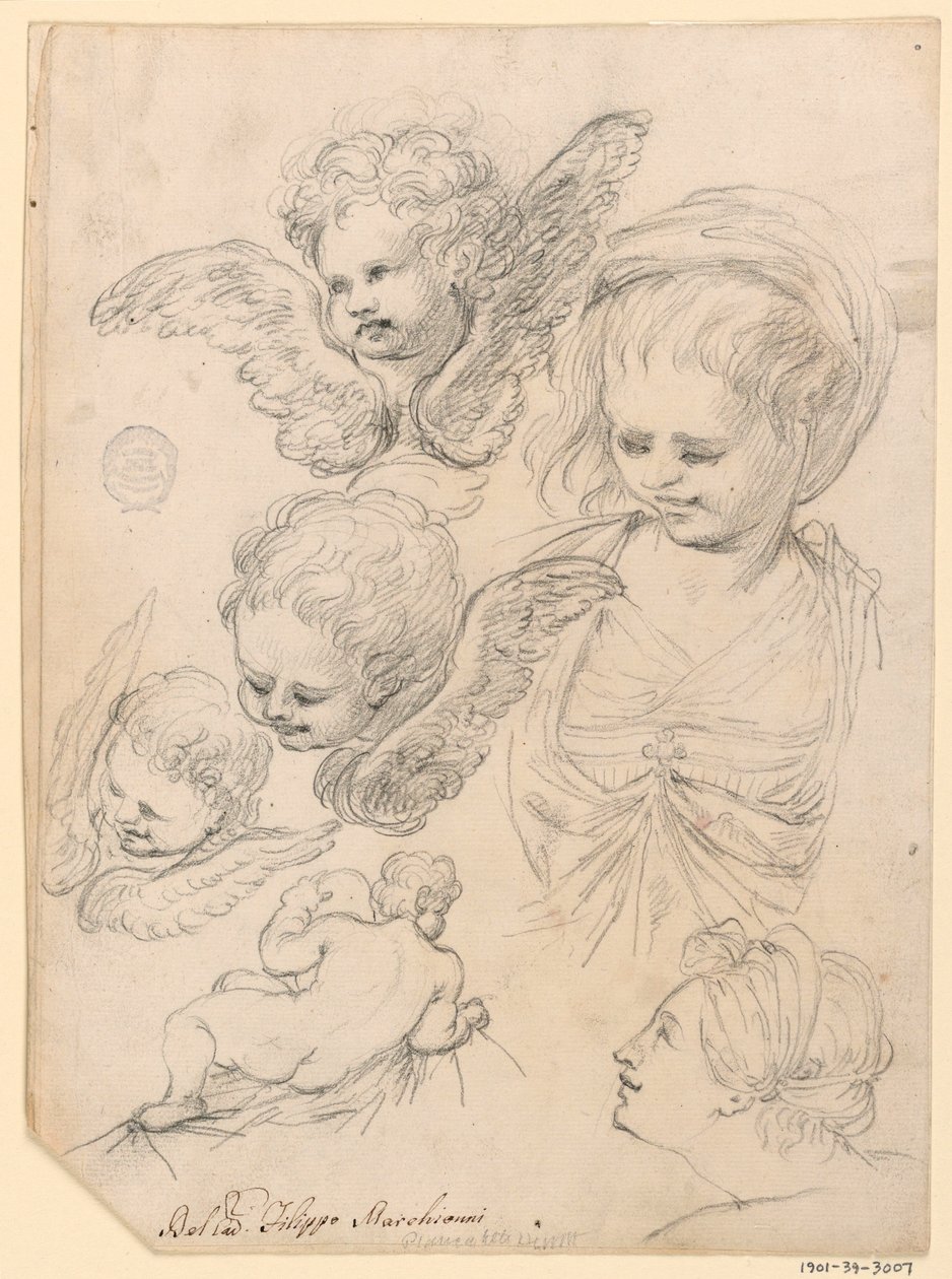 Tegning, Studier til en religiøs fremstilling, 1725-40 af Filippo Marchionni