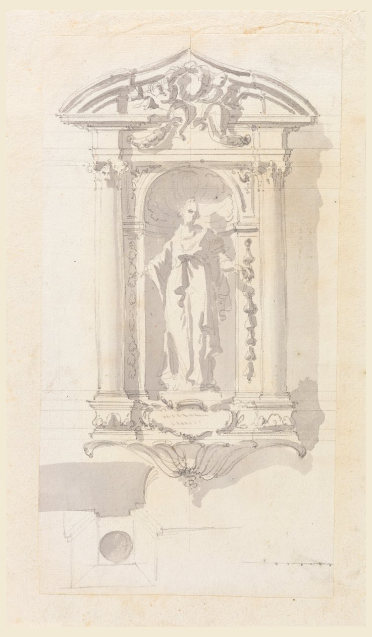 Niche med en statue af en kvindelig helgen af Filippo Marchionni