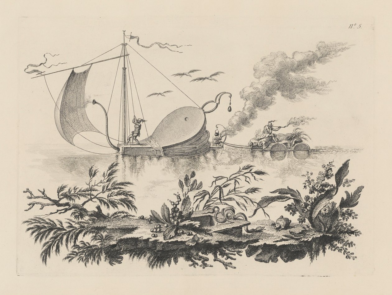 Måde at transportere varer på flåder trukket af en bælge (Måden at transportere varer på pramme trukket af en bælge) af Filippo Morghen