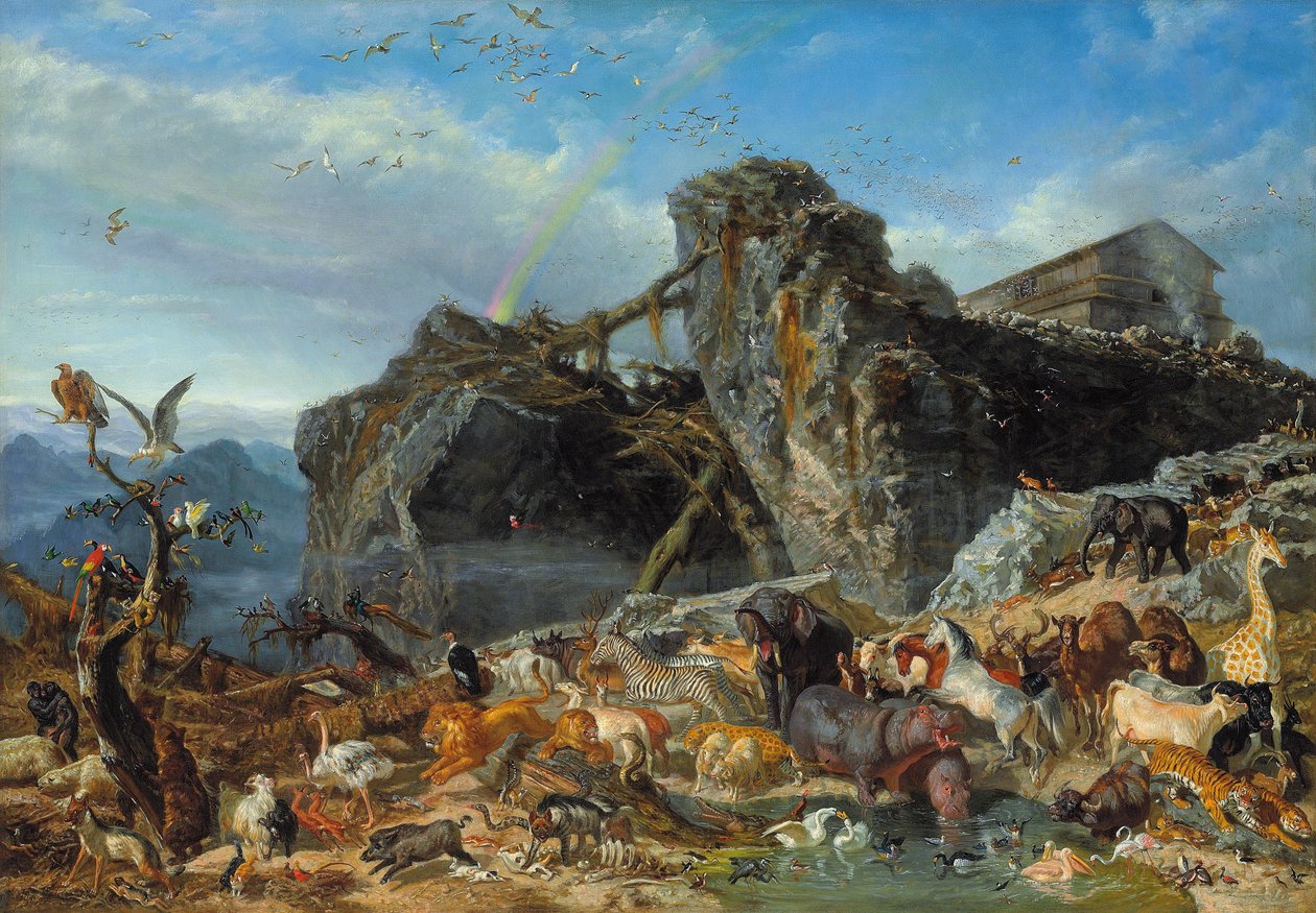 Efter syndfloden: Dyrenes udgang fra arken, 1867 af Filippo Palizzi