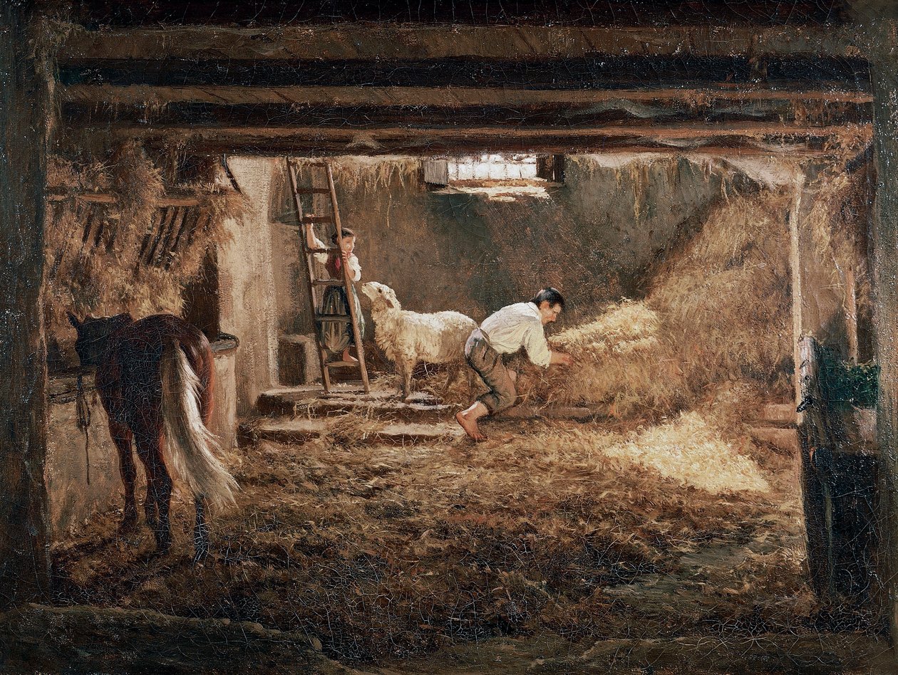 Udsigt til det indre af en stald "", Maleri af Filippo Palizzi (1818-1899) af Filippo Palizzi