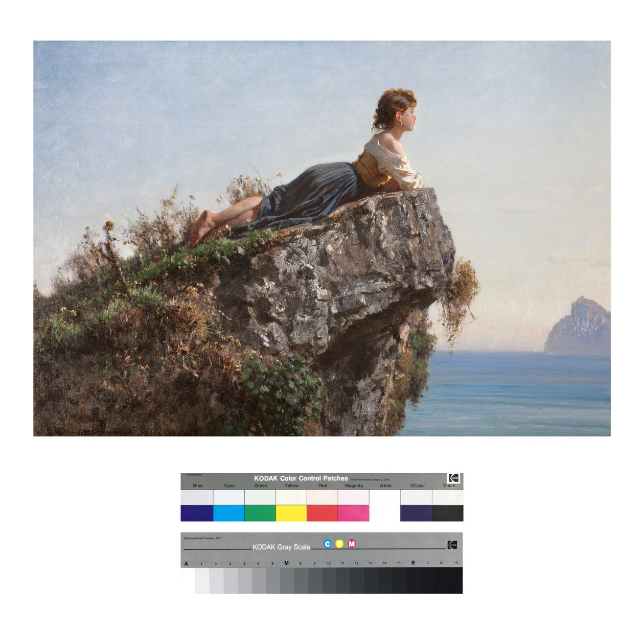 Ung pige på en sten i Sorrento af Filippo Palizzi